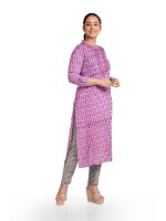 Summer wear printed pink cotton unstitched suit | dress material