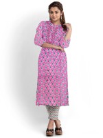 Summer wear printed pink cotton unstitched suit | dress material