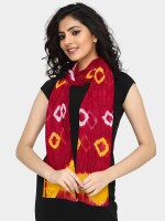 Red and yellow double shade printed jaipuri silk dupatta