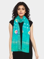 Printed silk jaipuri dupatta for women