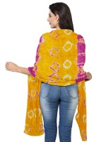 Gorgeous yellow & pink jaipuri silk dupatta