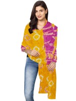 Gorgeous yellow & pink jaipuri silk dupatta