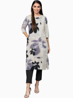 Black & purple cotton kurta for women