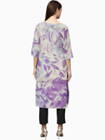 Purple floral printed cotton kurta for women