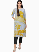 Women's cotton kurta in yellow with white shade