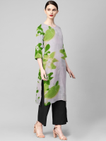 Floral breeze green cotton kurta for women