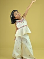 Artistic Handpainted Chanderi Palazzo & Peplum Top Set – A Fusion of Elegance and Craft