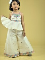 Artistic Handpainted Chanderi Palazzo & Peplum Top Set – A Fusion of Elegance and Craft