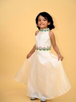 Birdie Handpainted Chanderi Kids Crop Top & Skirt Set – Madhubani Artistry in Motion