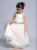 Handpainted Kids Chanderi Crop Top & Lehenga Set – Handpainted Madhubani Design