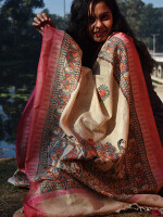 Madhubani hand painted doli ka haar cotton dupatta