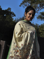 Traditional madhubani hand painted cotton dupatta