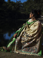 Traditional madhubani hand painted cotton dupatta