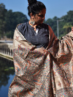 Hand painted tussar silk madhubani dupatta