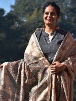 Hand painted tussar silk madhubani dupatta