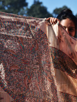 Hand painted tussar silk madhubani dupatta