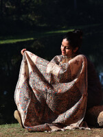 Hand painted tussar silk madhubani dupatta