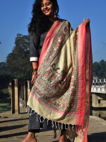 Madhubani hand painted doli ka haar cotton dupatta