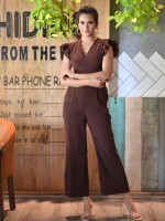 RELAXED BROWN COLLRED JUMPSUIT,  Designer Jumpsuits for girls