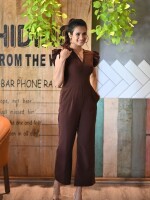 RELAXED BROWN COLLRED JUMPSUIT,  Designer Jumpsuits for girls