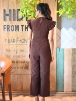 RELAXED BROWN COLLRED JUMPSUIT,  Designer Jumpsuits for girls