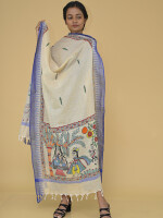 Radha krishna hand painted madhubani dupatta