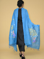 Hand painted pattachitra munga silk sakhi dupatta