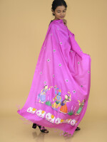 Krishna samyukta pattachitra hand painted munga silk dupatta