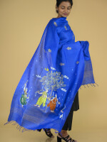 Tranquil Dupatta in Pattachitra Hand painted Munga Silk