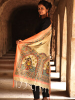 Beautiful hand painted madhubani cotton dupatta