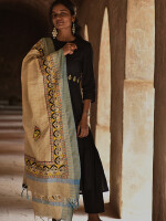 Durga face madhubani hand painted cotton dupatta