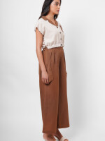 Women's Western Wear, Beige top, lightweight linen fabric,Embroidery, Straps by Vishesh Kapoor