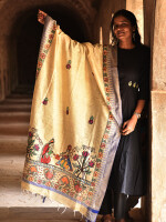 Beautiful hand painted radha krishna cotton dupatta