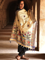 Beautiful hand painted radha krishna cotton dupatta