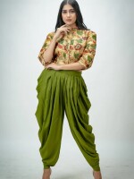 Rayon silk printed crop top with pant