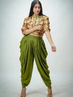 Rayon silk printed crop top with pant