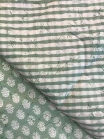 Soft green hand screen painted cambric cotton dress material