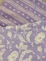 Classic lavender cotton floral design kurti with striped bottom dress material