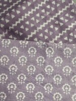 Motifs & stripes lavender cotton dress material combo