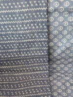 Beautiful motifs & stripes blue cotton dress material