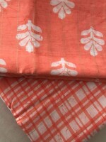 Peach-orange viscose lurex chanderi fabric set