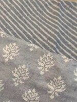 Grey cotton dress material with motifs & chevron pattern