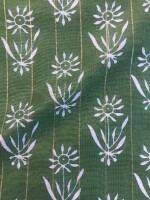 Green viscose chanderi lurex hand screen printed dress material