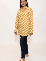 pure soft cotton mustard Leheriya basic front button shirt is comfortable and fashionable piece