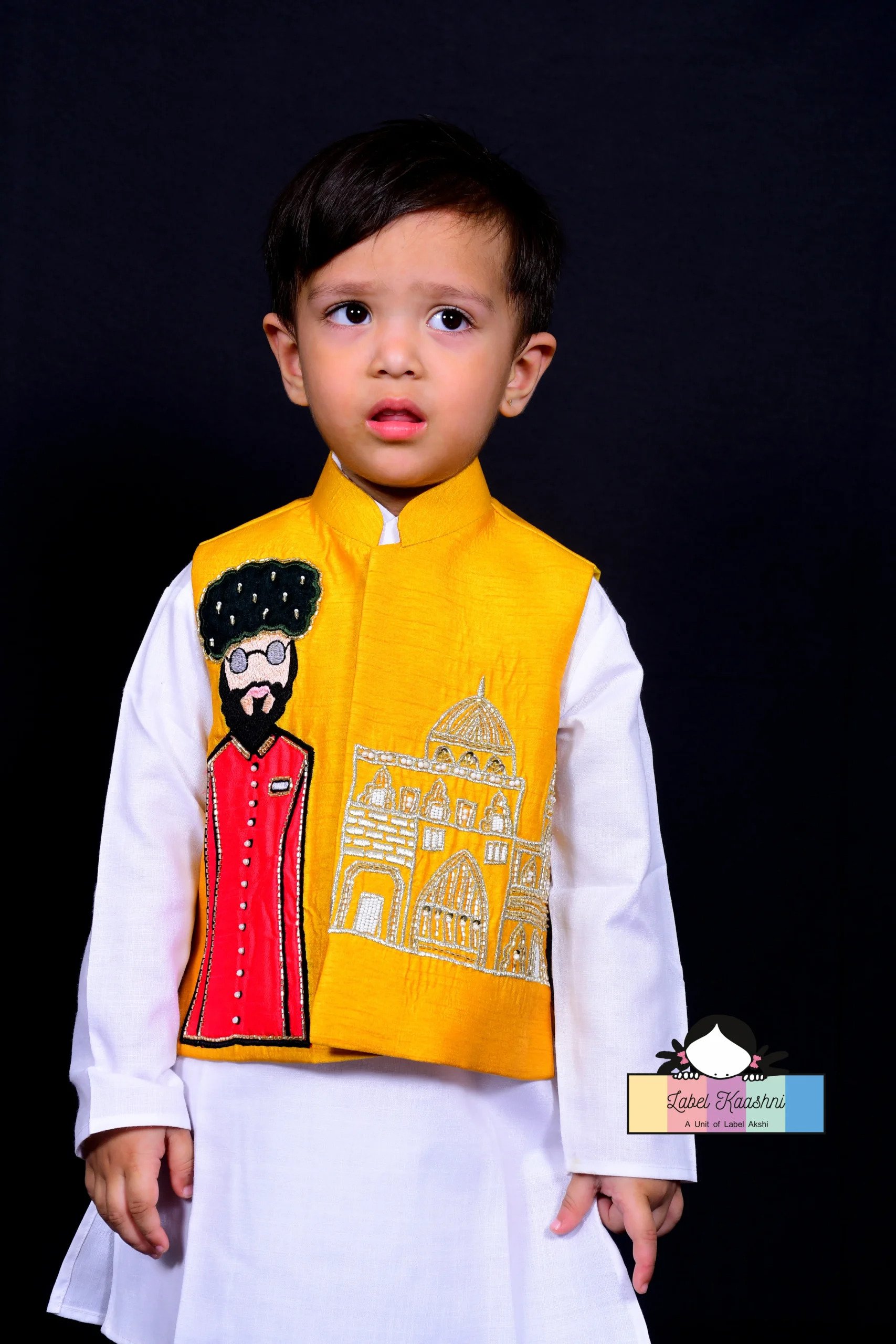 Ethnic print poly silk Nehru jacket for boys with cotton kurta pajama at Rs  1199/set in New Delhi