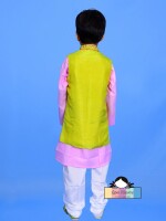 Floral Foliage (Open Achkan Set) neon green colour ( open achkan ) kids ethenic & party wear