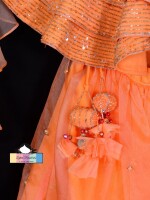 Glitter (lehenga)  PEACH COLOUR STYLISH & ELEGANT LEHENGA FOR KIDS PARTY WEAR