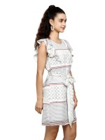 White Line Straight Dress Elegant, Sophisticated, Versatile Wear, Comfortable Fabric Women's Clothing, Minimalism