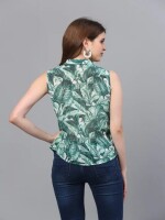 Women Leaf Print Top  Foliage pattern, Botanical design, Summer fashion top for women