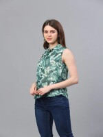 Women Leaf Print Top  Foliage pattern, Botanical design, Summer fashion top for women